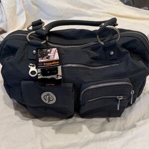 Baggallini Charcoal Grey Duffel Bag with Silver Accents
